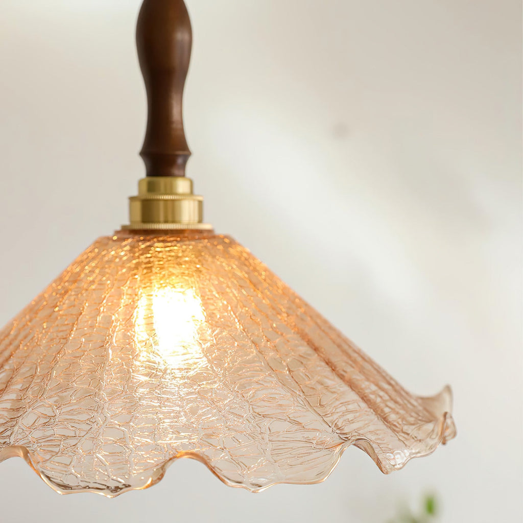 Gyran Petal Glass and Brass Pendant Lamp