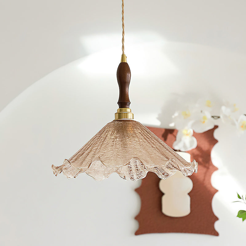 Gyran Petal Glass and Brass Pendant Lamp
