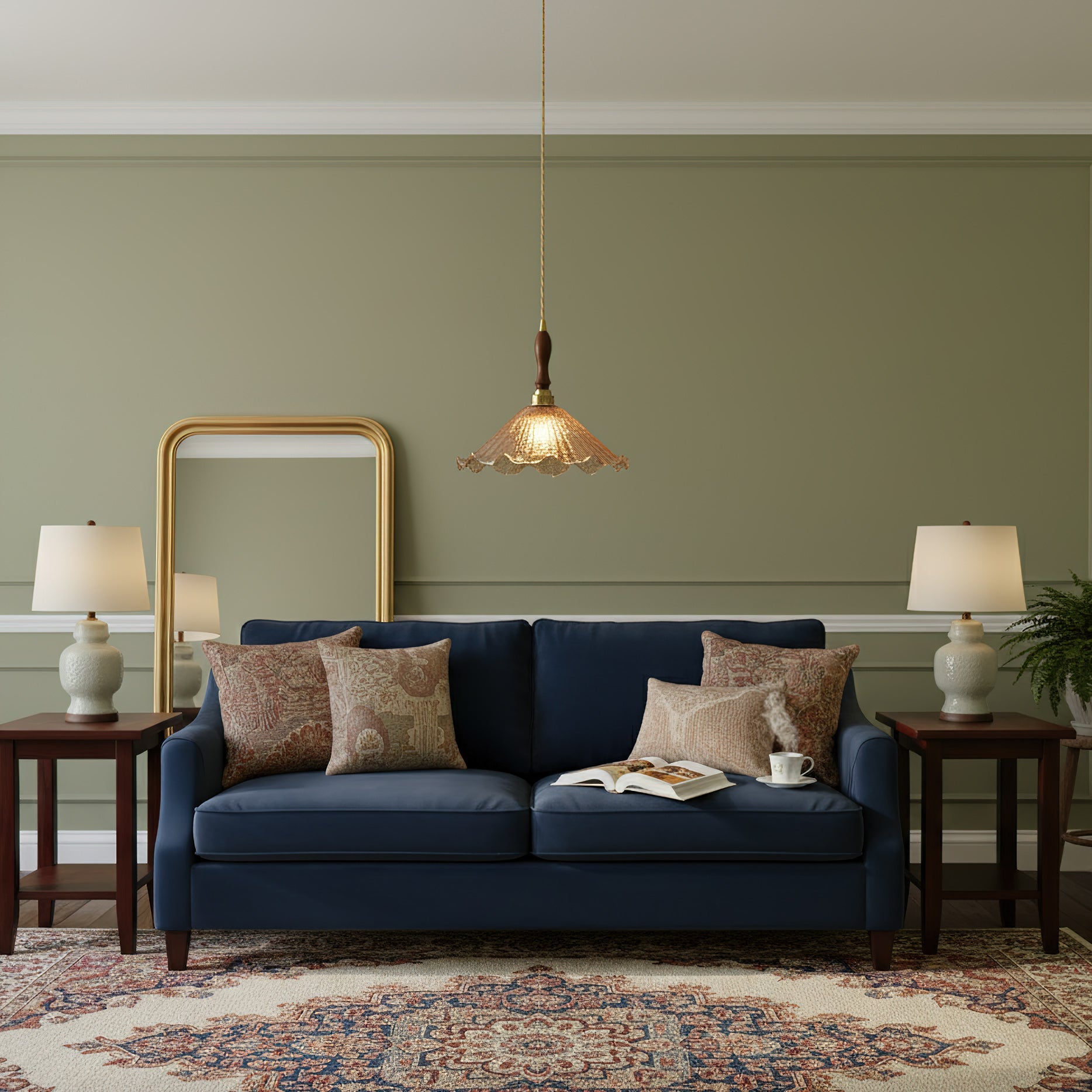 Gyran Petal Glass and Brass Pendant Lamp