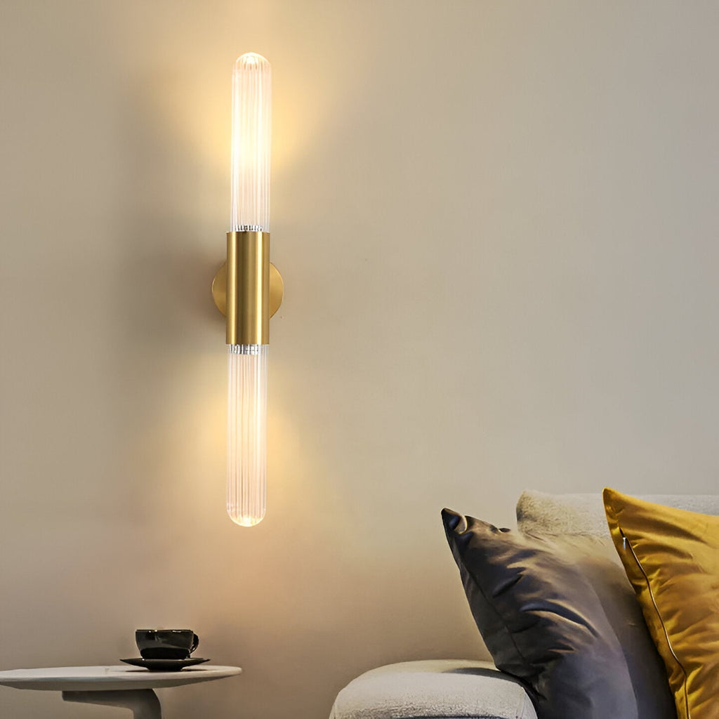 Nordic Water-Ripple Glass Brass Wall Sconce LED 1-Light