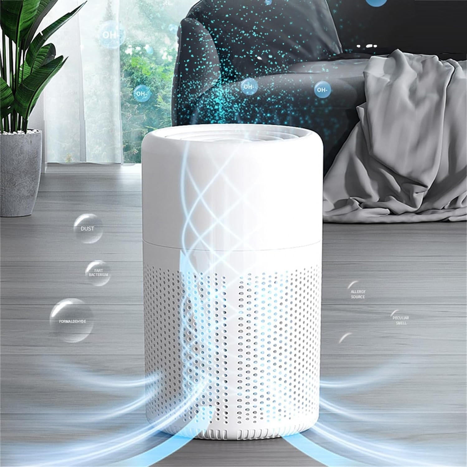 Air Purifier, H13 HEPA Filter, 360° Air Intake, Touch Control