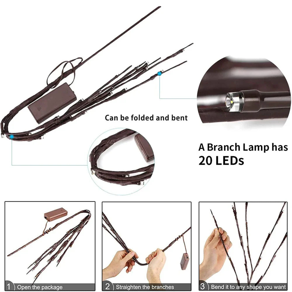 Vaelina – LED Willow Branch Lamp with 20 Light Points for Vase Decoration