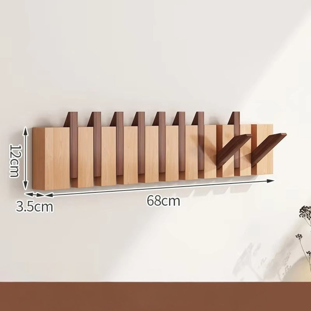 HakenKlang: foldable wall shelf made of wood in piano design – space-saving, decorative & practical for hallway & bedroom