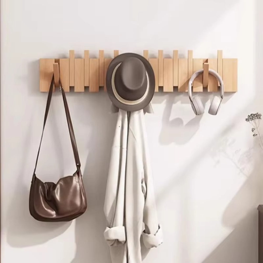 HakenKlang: foldable wall shelf made of wood in piano design – space-saving, decorative & practical for hallway & bedroom