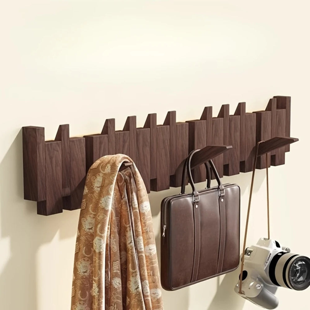 HakenKlang: foldable wall shelf made of wood in piano design – space-saving, decorative & practical for hallway & bedroom