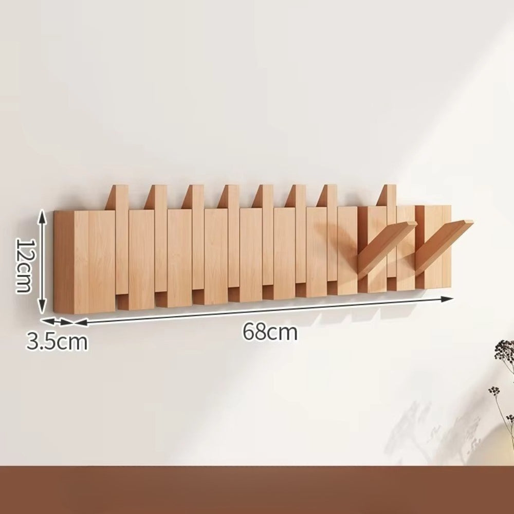 HakenKlang: foldable wall shelf made of wood in piano design – space-saving, decorative & practical for hallway & bedroom
