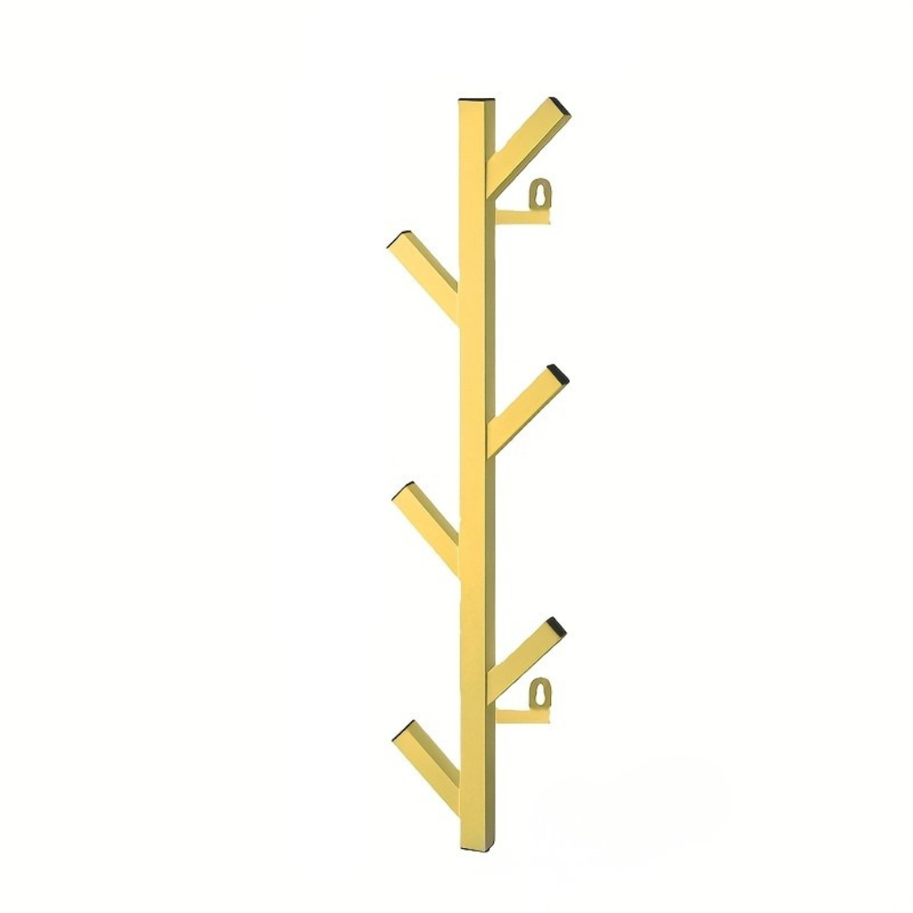 HakenKunst: Wall-Mounted Clothes Rack – Elegant Metal Frame with Gold-Colored Pipes, Space-Saving & Decorative for Bedroom & Office