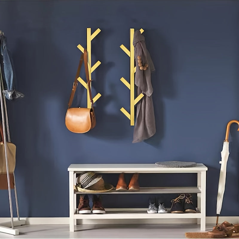 HakenKunst: Wall-Mounted Clothes Rack – Elegant Metal Frame with Gold-Colored Pipes, Space-Saving & Decorative for Bedroom & Office