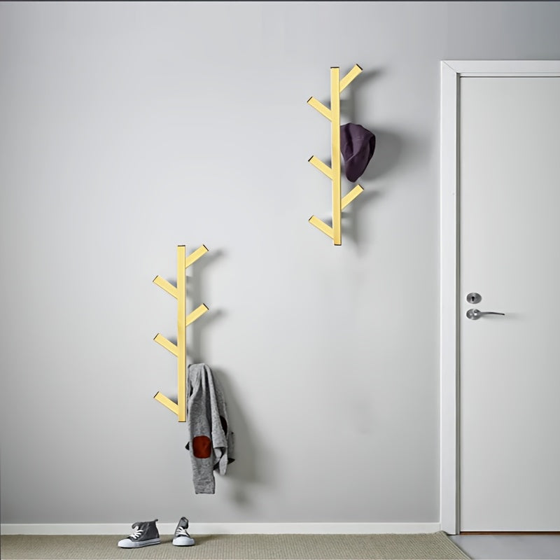 HakenKunst: Wall-Mounted Clothes Rack – Elegant Metal Frame with Gold-Colored Pipes, Space-Saving & Decorative for Bedroom & Office
