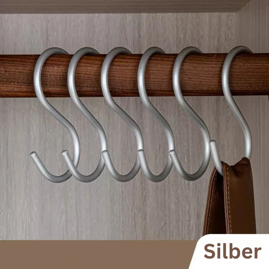 HakenStern: Hook in S-Design – sturdy, space-saving & versatile for clothes, bags & kitchen (set of 3)