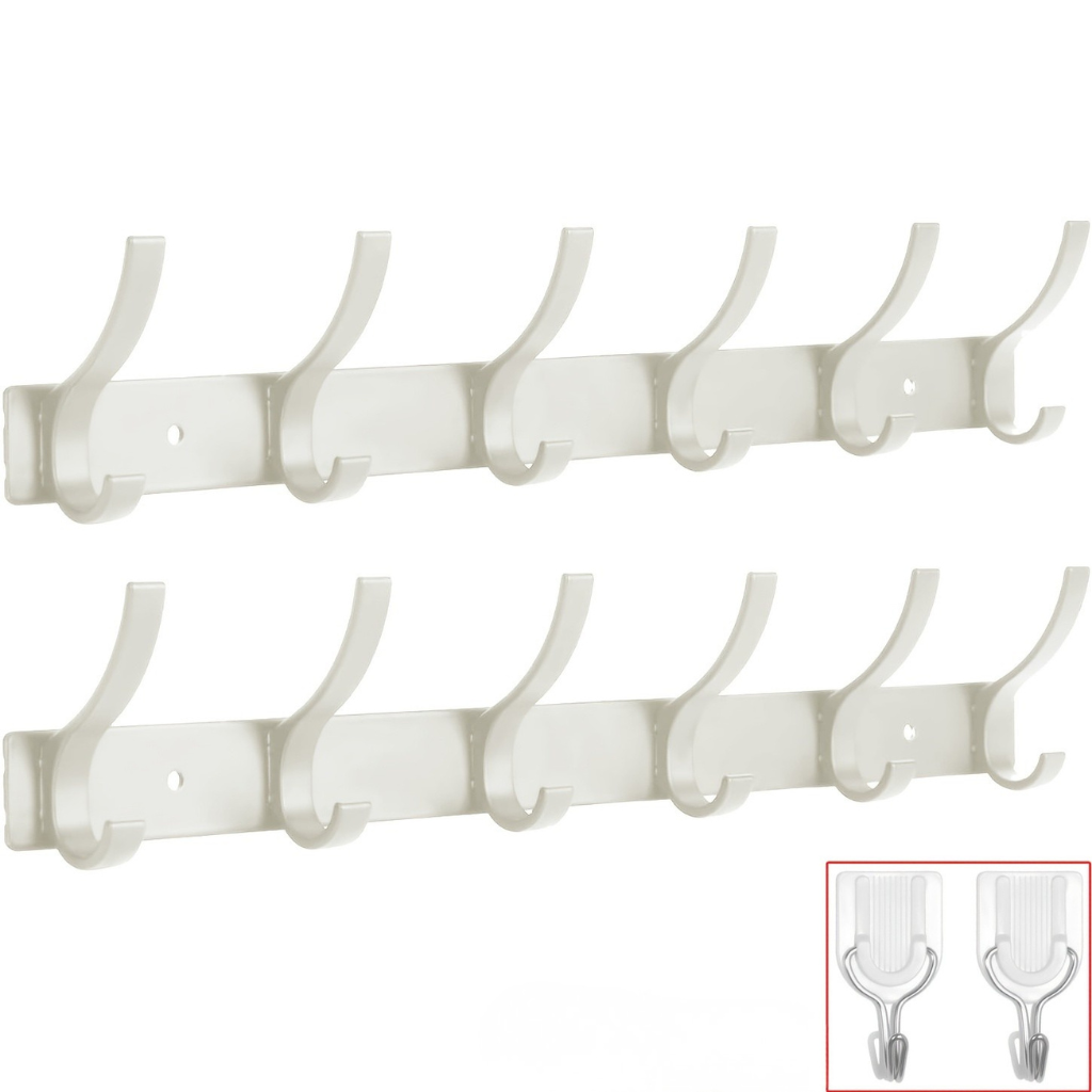 HakenStil: Wall-Mounted Clothes Rack – Modern Aluminum Design, Sturdy & Space-Saving with 6 Hooks for Clothing & Accessories