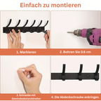 HakenStil: Wall-Mounted Clothes Rack – Modern Aluminum Design, Sturdy & Space-Saving with 6 Hooks for Clothing & Accessories