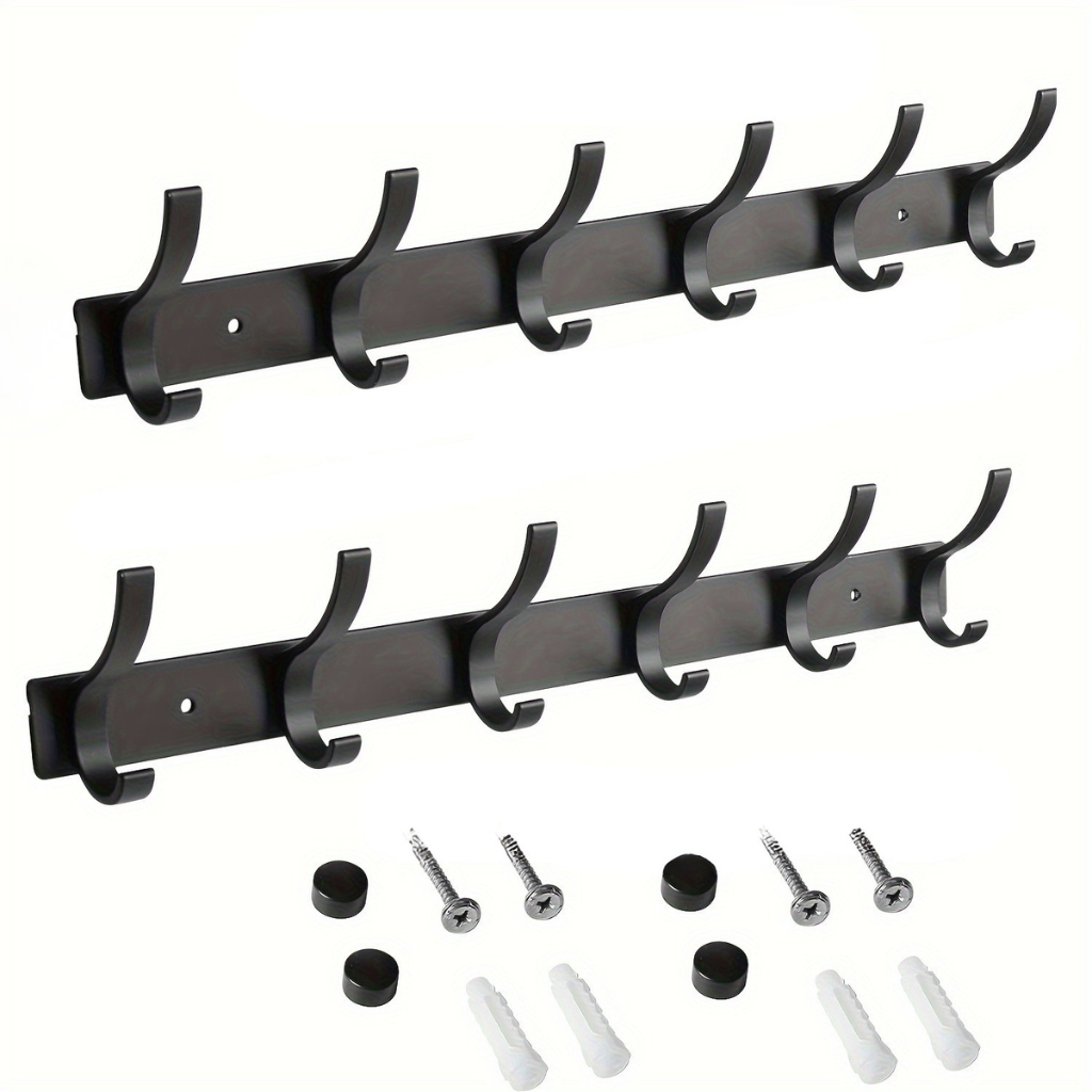 HakenStil: Wall-Mounted Clothes Rack – Modern Aluminum Design, Sturdy & Space-Saving with 6 Hooks for Clothing & Accessories