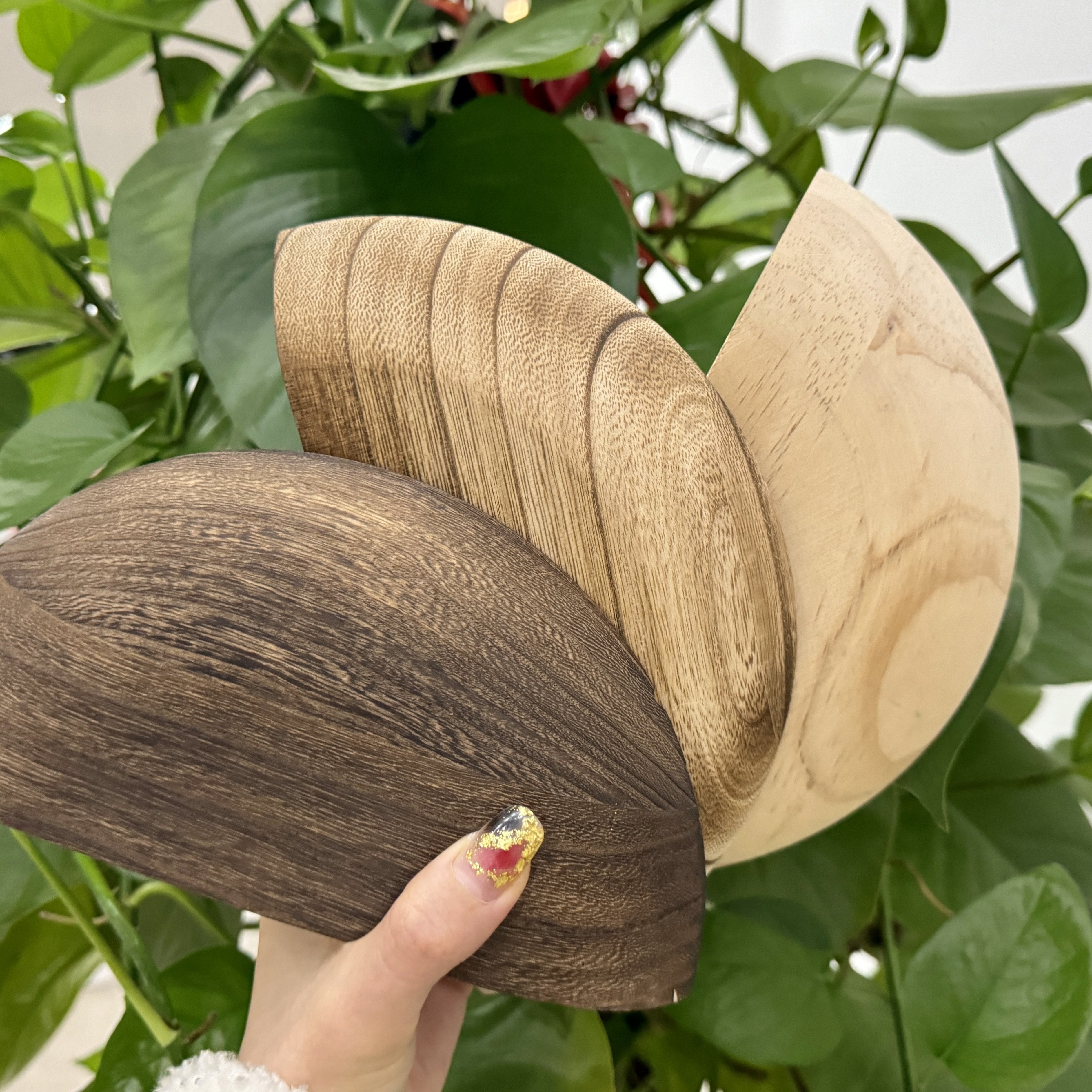 HalfMoon: Wooden Wall Shelves – Set of 2, Semi-Round & Floating for Plants & Decor in the Living Room