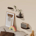 Half-Round Floating Shelf, Natural Wood, Wall Mounted, Multiple Colors
