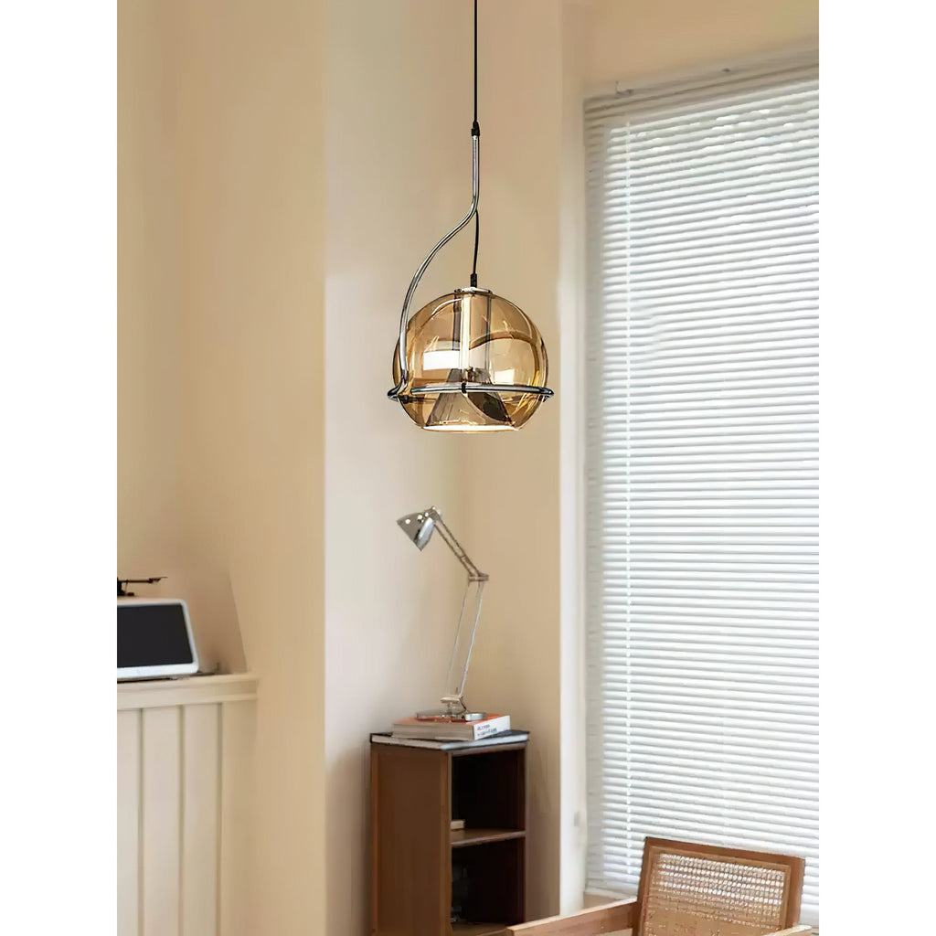 Halo Industrial Amber Glass Pendant Lamp