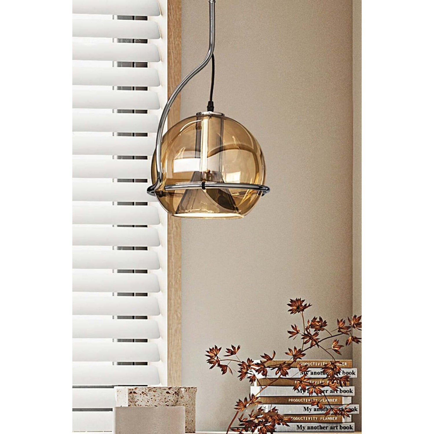 Halo Industrial Amber Glass Pendant Lamp