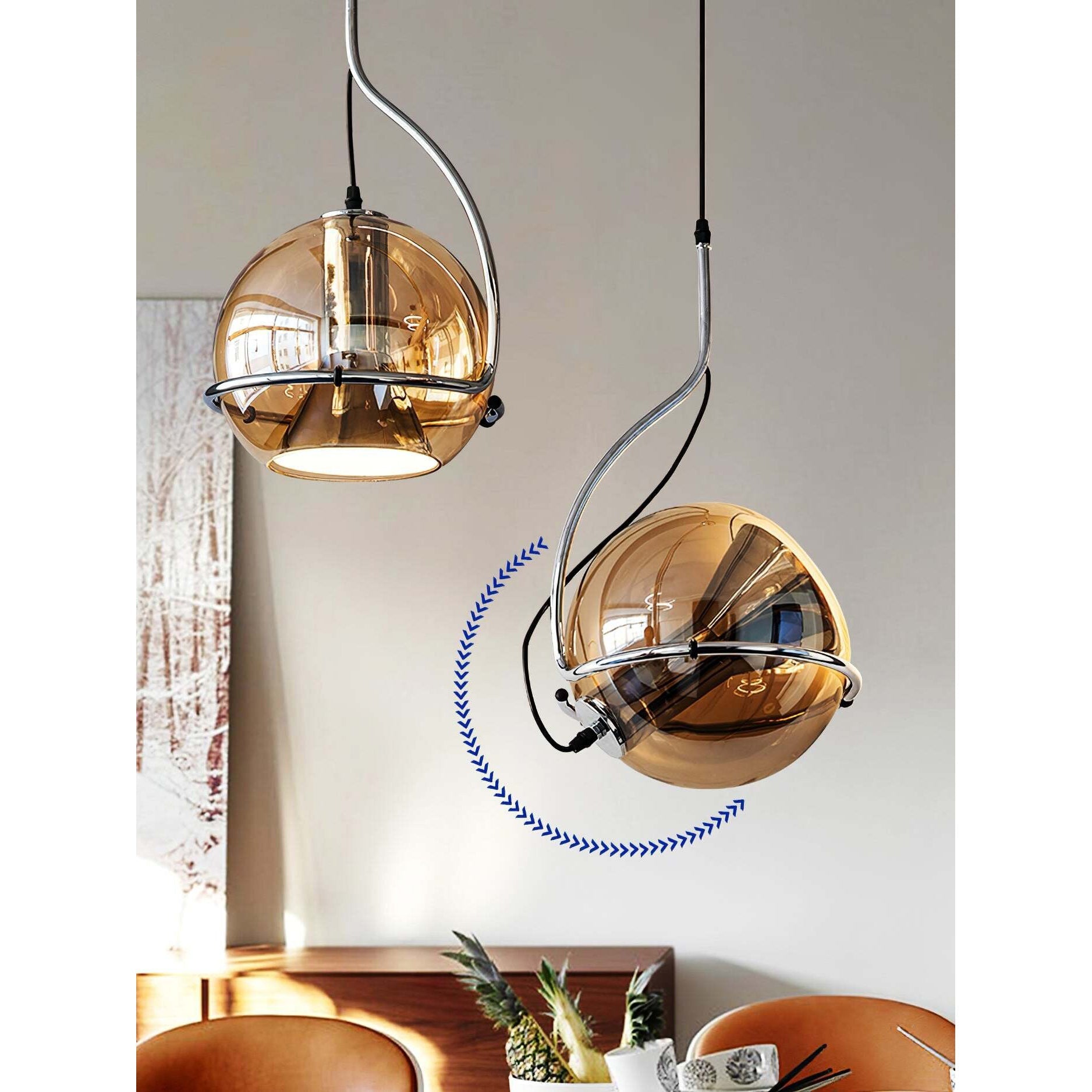 Halo Industrial Amber Glass Pendant Lamp