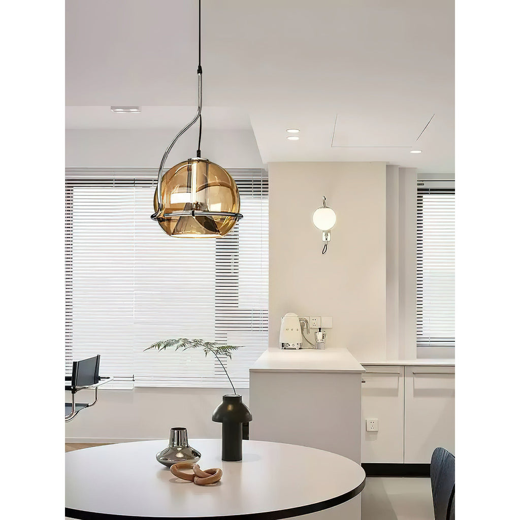 Halo Industrial Amber Glass Pendant Lamp