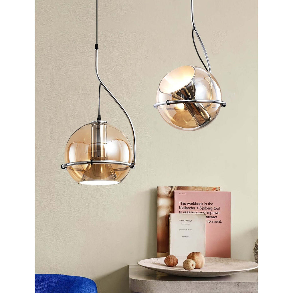 Halo Industrial Amber Glass Pendant Lamp