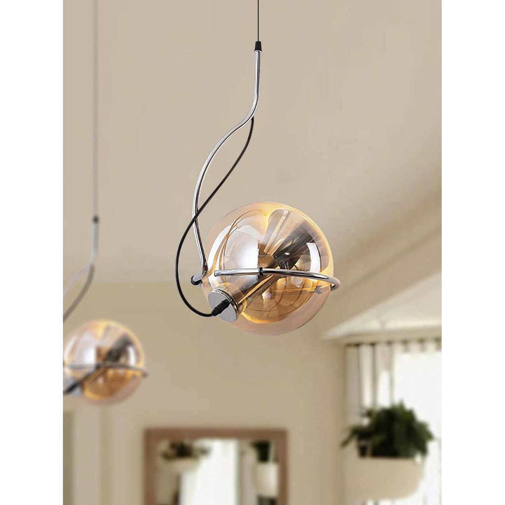 Halo Industrial Amber Glass Pendant Lamp
