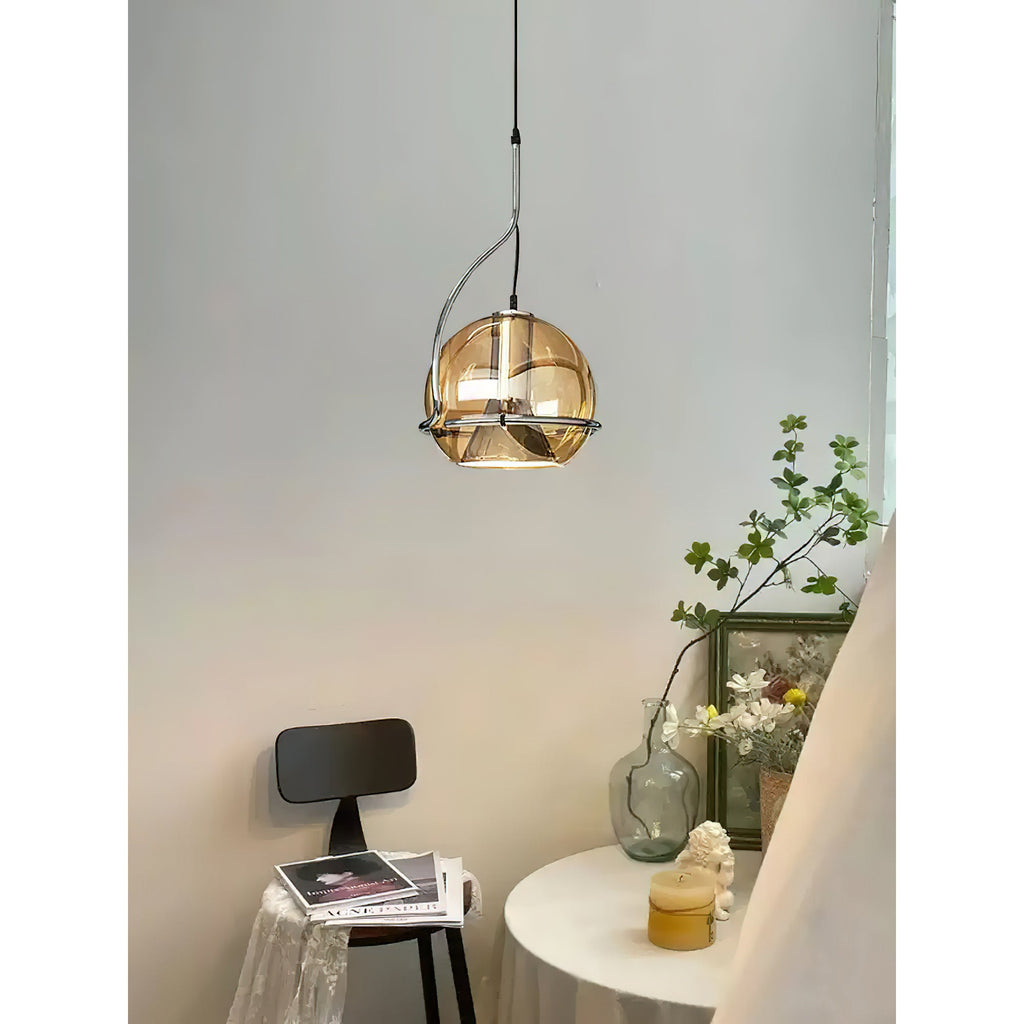 Halo Industrial Amber Glass Pendant Lamp