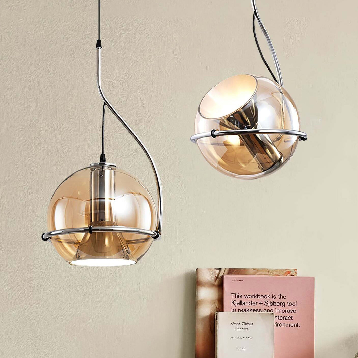 Halo Industrial Amber Glass Pendant Lamp