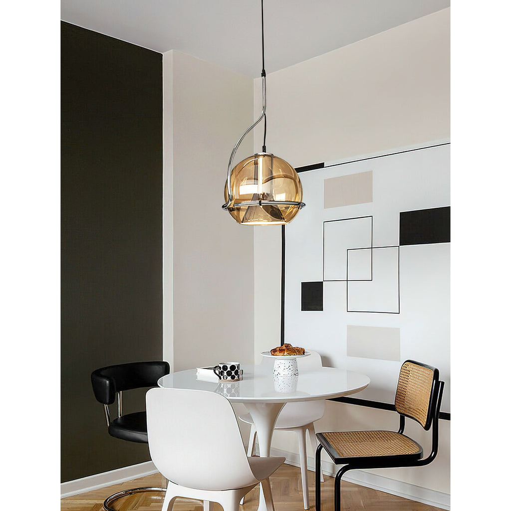 Halo Industrial Amber Glass Pendant Lamp