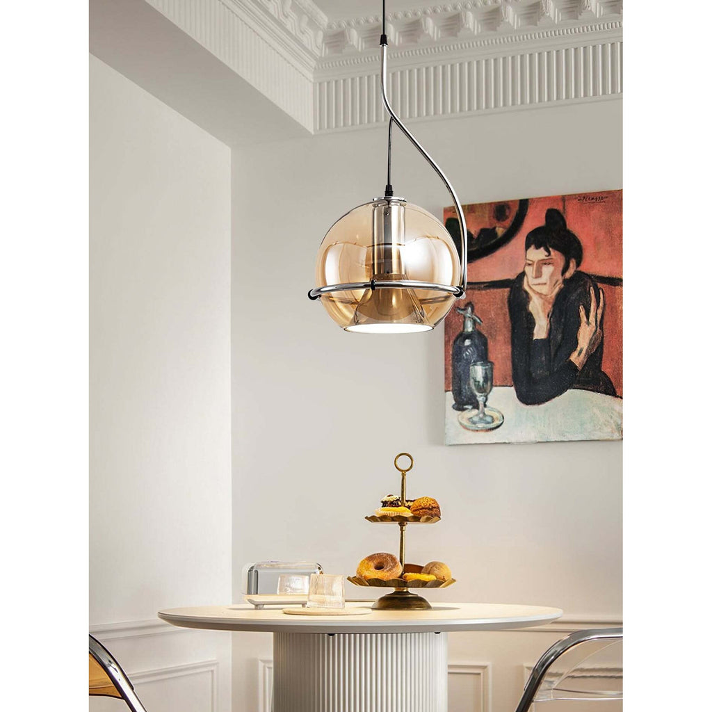 Halo Industrial Amber Glass Pendant Lamp