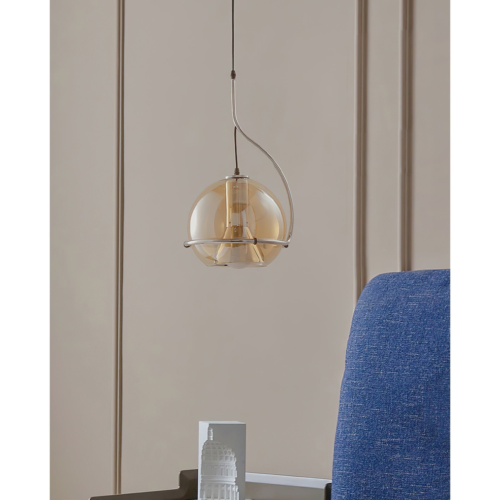 Halo Industrial Amber Glass Pendant Lamp
