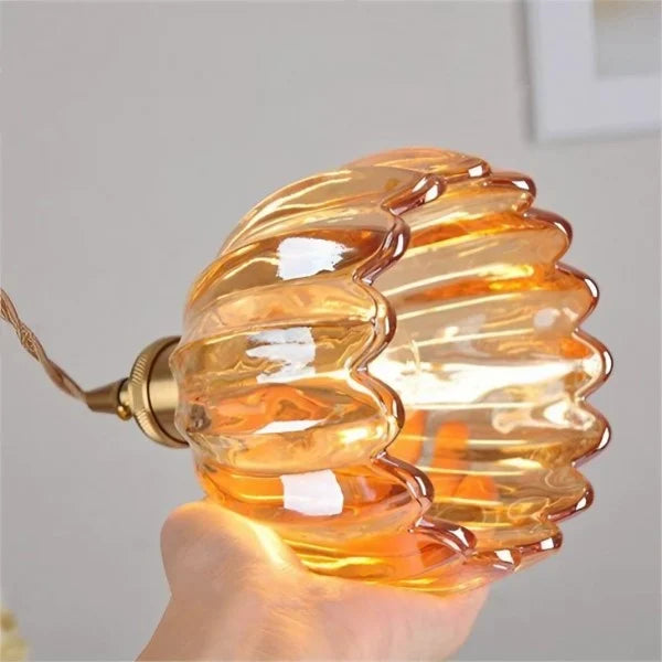HanaLicht: Japanese Glass Pendant Lamp in Retro Flower Design – Elegant Hanging Light