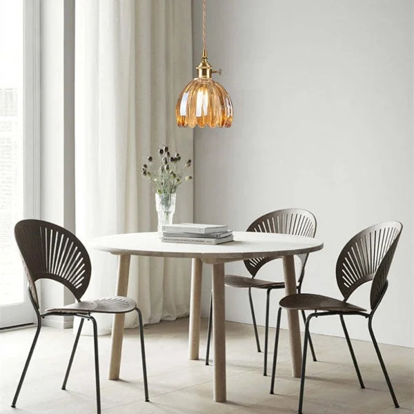 HanaLicht: Japanese Glass Pendant Lamp in Retro Flower Design – Elegant Hanging Light