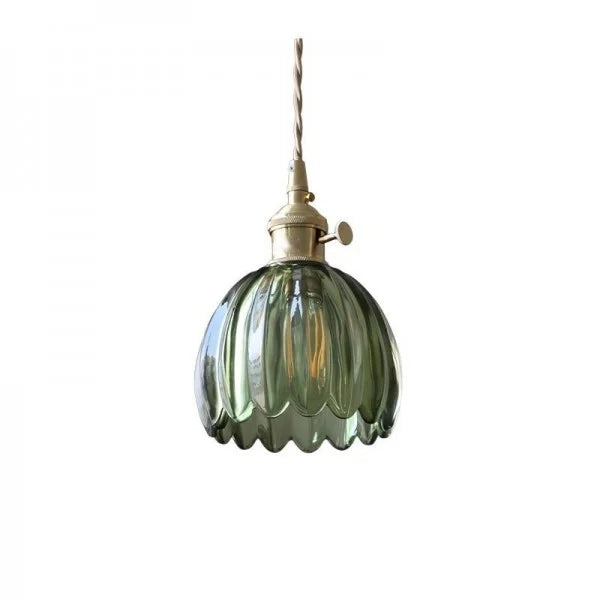 HanaLicht: Japanese Glass Pendant Lamp in Retro Flower Design – Elegant Hanging Light
