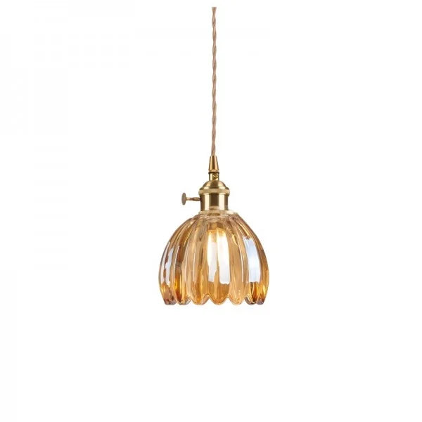 HanaLicht: Japanese Glass Pendant Lamp in Retro Flower Design – Elegant Hanging Light