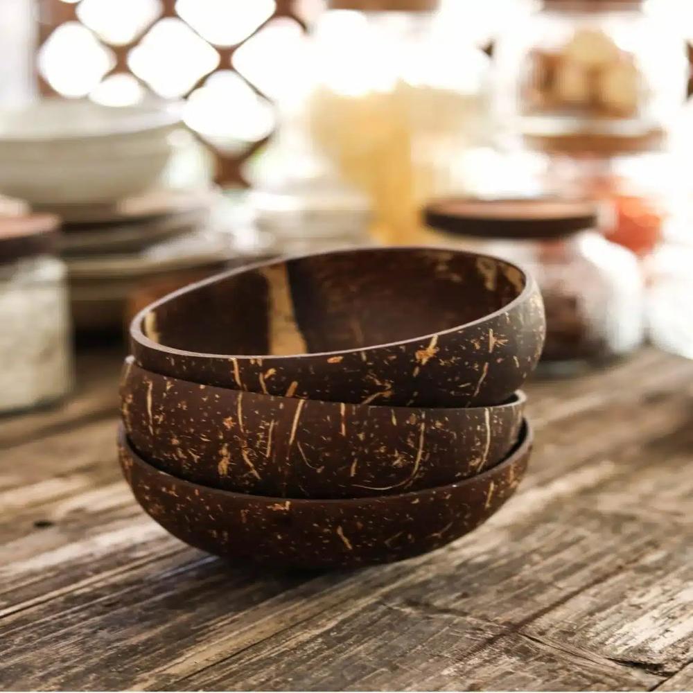 Coconut Shell Bowl, Natural Brown, Polished Finish, Handcrafted