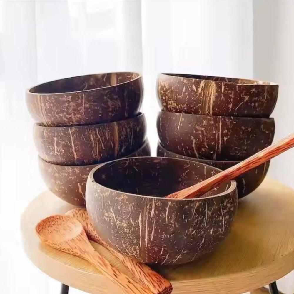 Coconut Shell Bowl, Natural Brown, Polished Finish, Handcrafted
