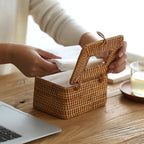 Tissue Box Cover Hand Woven Natural Rattan Rectangular Holder