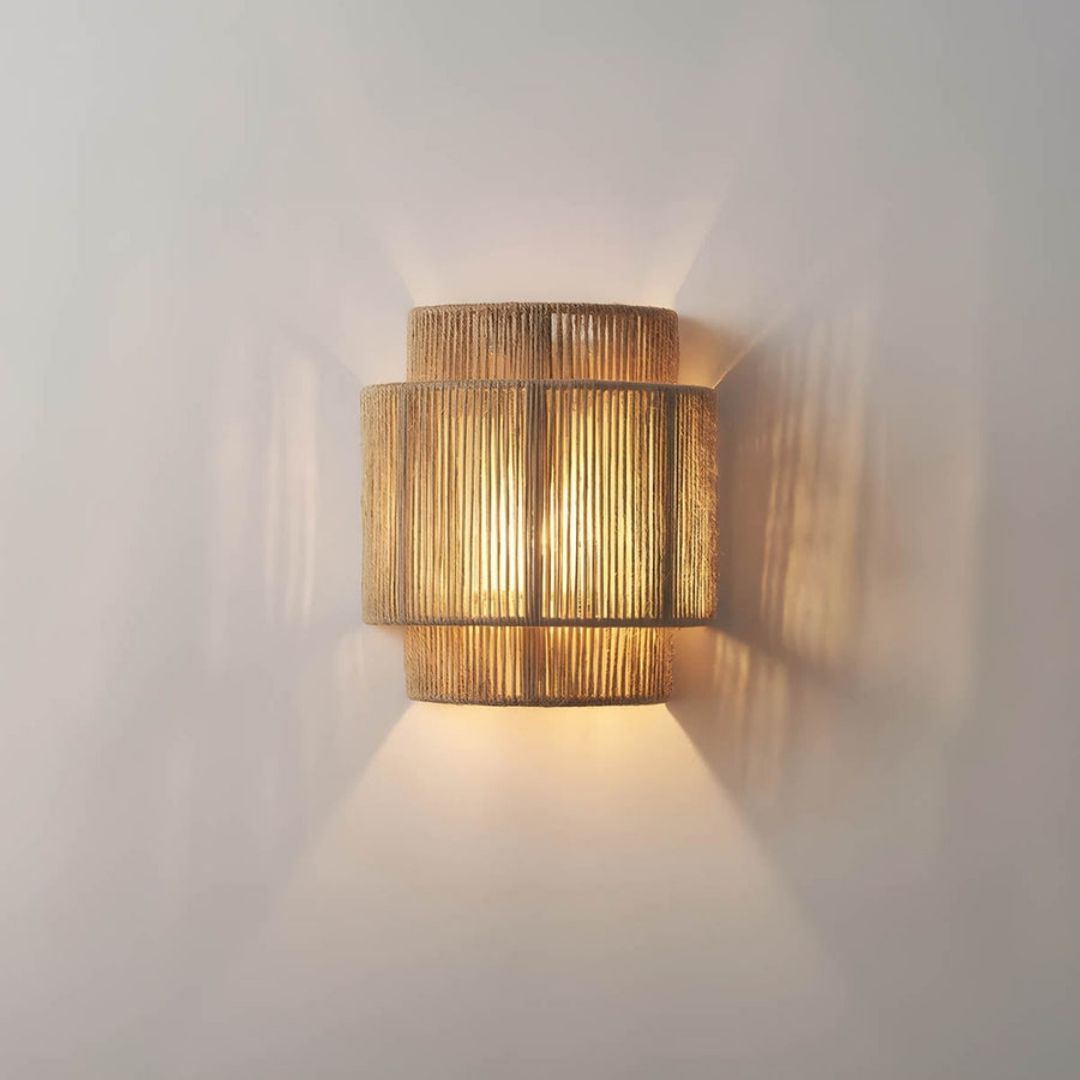 Wicker Wall Lamp, E27 Bulb Socket, Wall Mounted, 90–260V AC