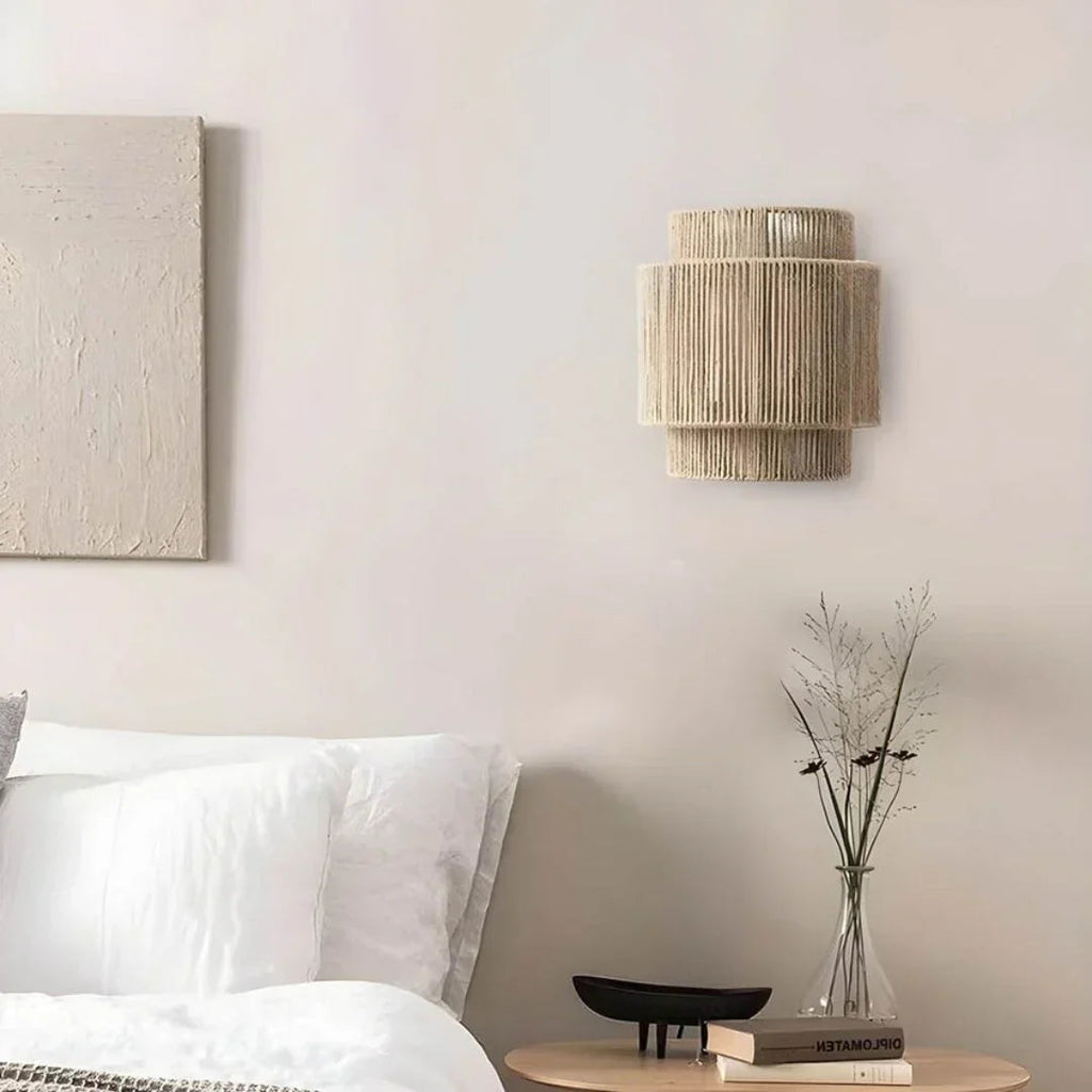 Wicker Wall Lamp, E27 Bulb Socket, Wall Mounted, 90–260V AC