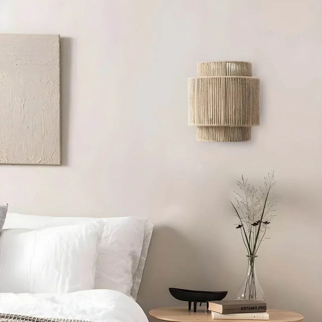 Wicker Wall Lamp, E27 Bulb Socket, Wall Mounted, 90–260V AC