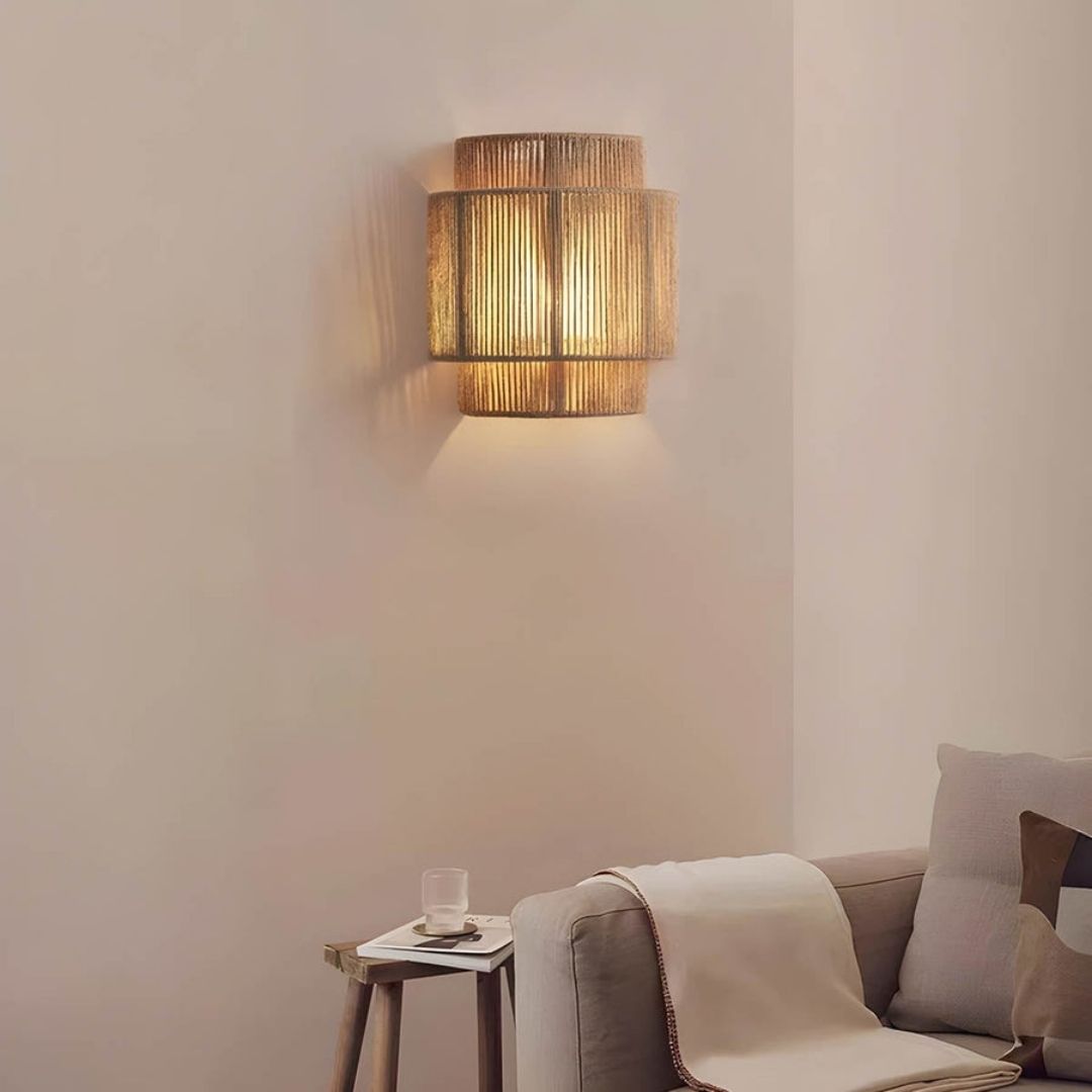 Wicker Wall Lamp, E27 Bulb Socket, Wall Mounted, 90–260V AC