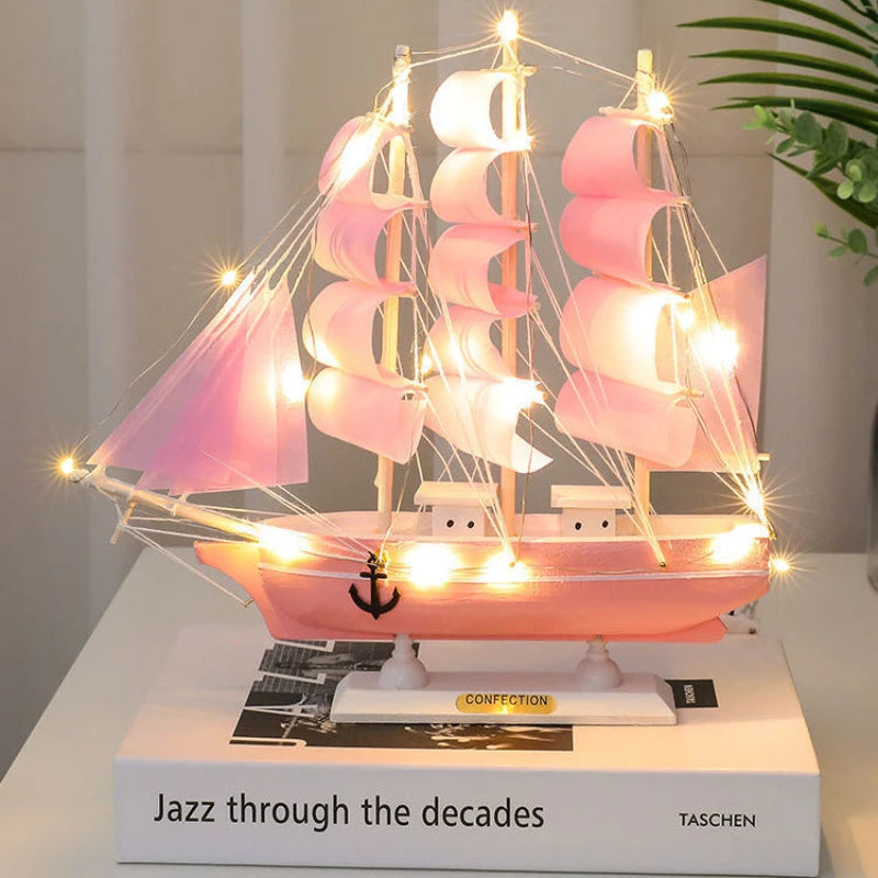 Handmade Wooden Boat Nautical Home Decor Natural Wood Finish