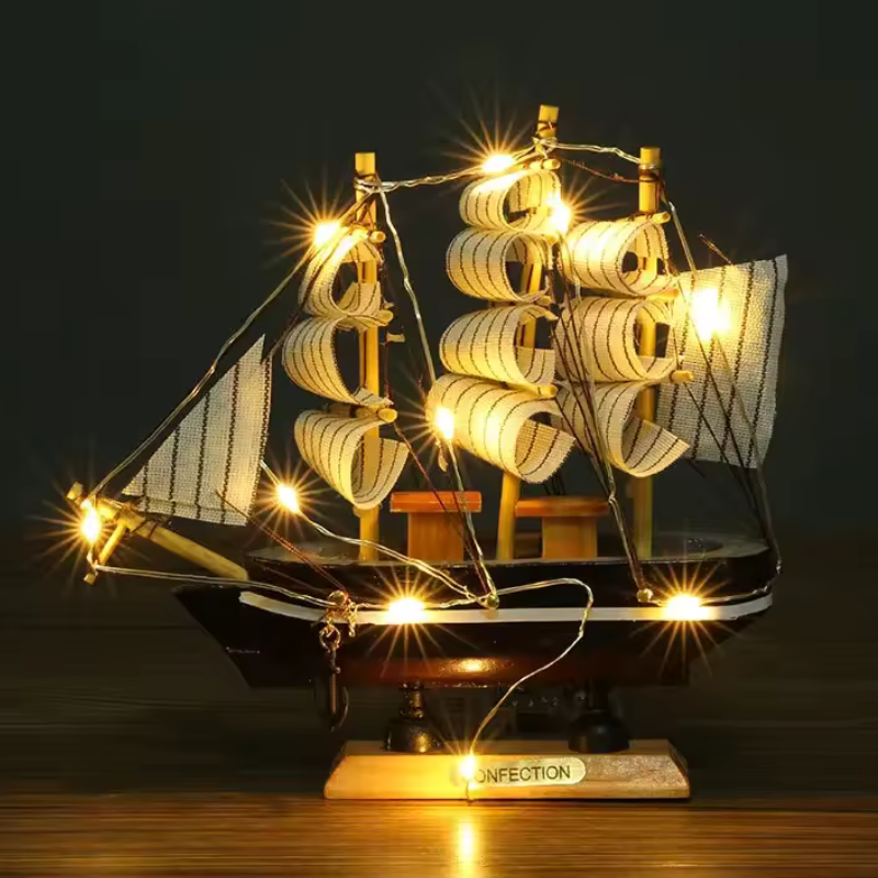 Handmade Wooden Boat Nautical Home Decor Natural Wood Finish