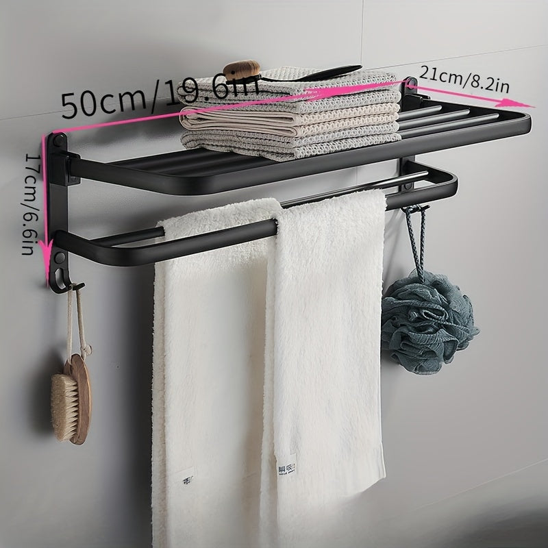 HandtuchPlus: Wall Shelf Bathroom – modern plastic shelf, decorative & hanging with towel holder for bathroom organization