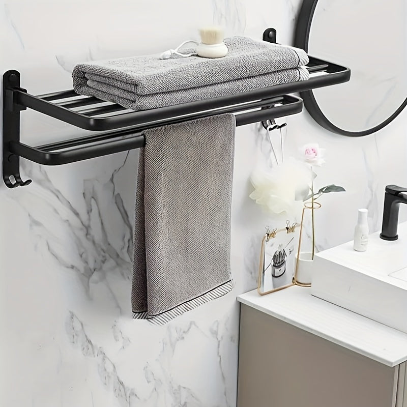 HandtuchPlus: Wall Shelf Bathroom – modern plastic shelf, decorative & hanging with towel holder for bathroom organization