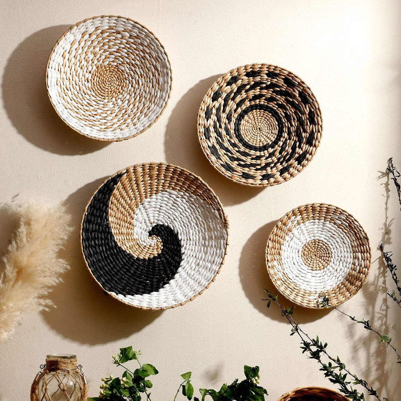 Handwoven Seagrass Wall Art Set – Bohemian Decor with Natural Textures and Unique Patterns for Rustic and Modern Interiors