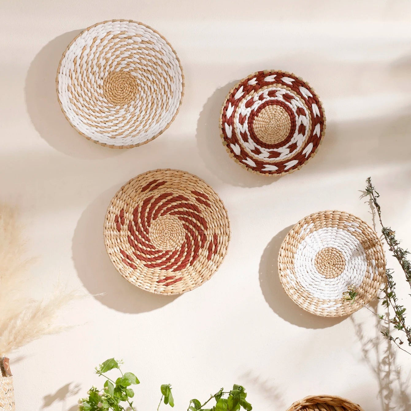 Handwoven Seagrass Wall Art Set – Bohemian Decor with Natural Textures and Unique Patterns for Rustic and Modern Interiors