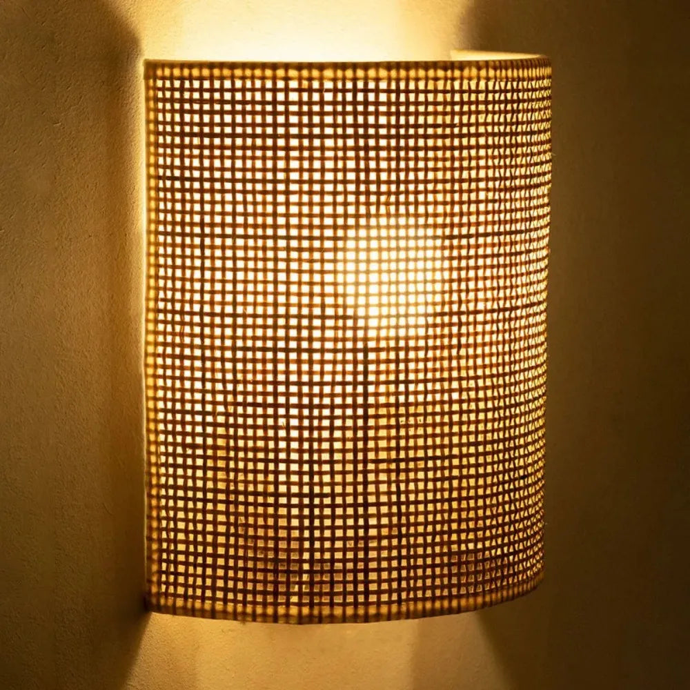 Handwoven Wall Lamp, E27 Bulb Base, Up and Down Lighting, LED Compatible
