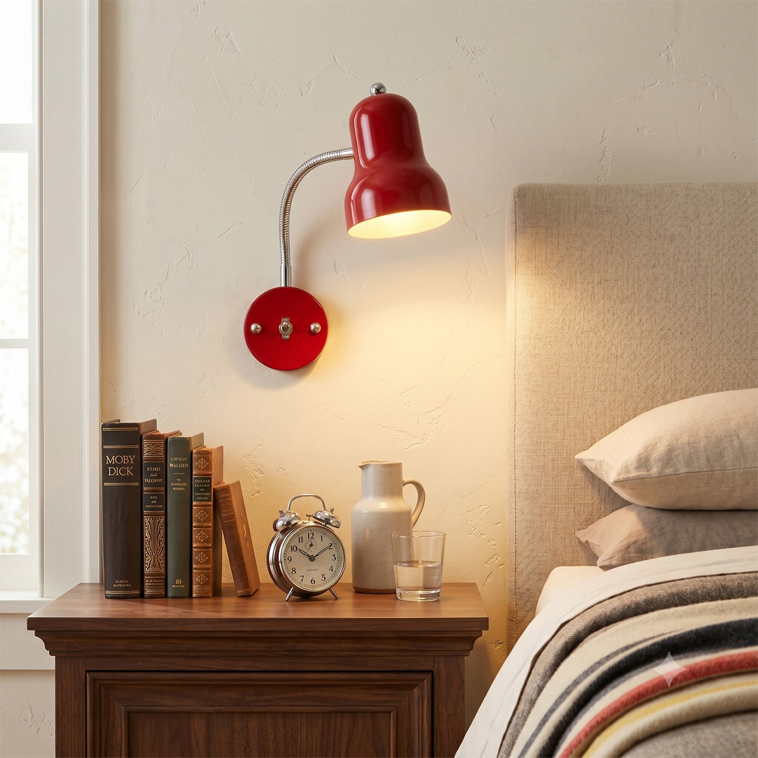 Hans Retro Color-Block Gooseneck Wall Sconce