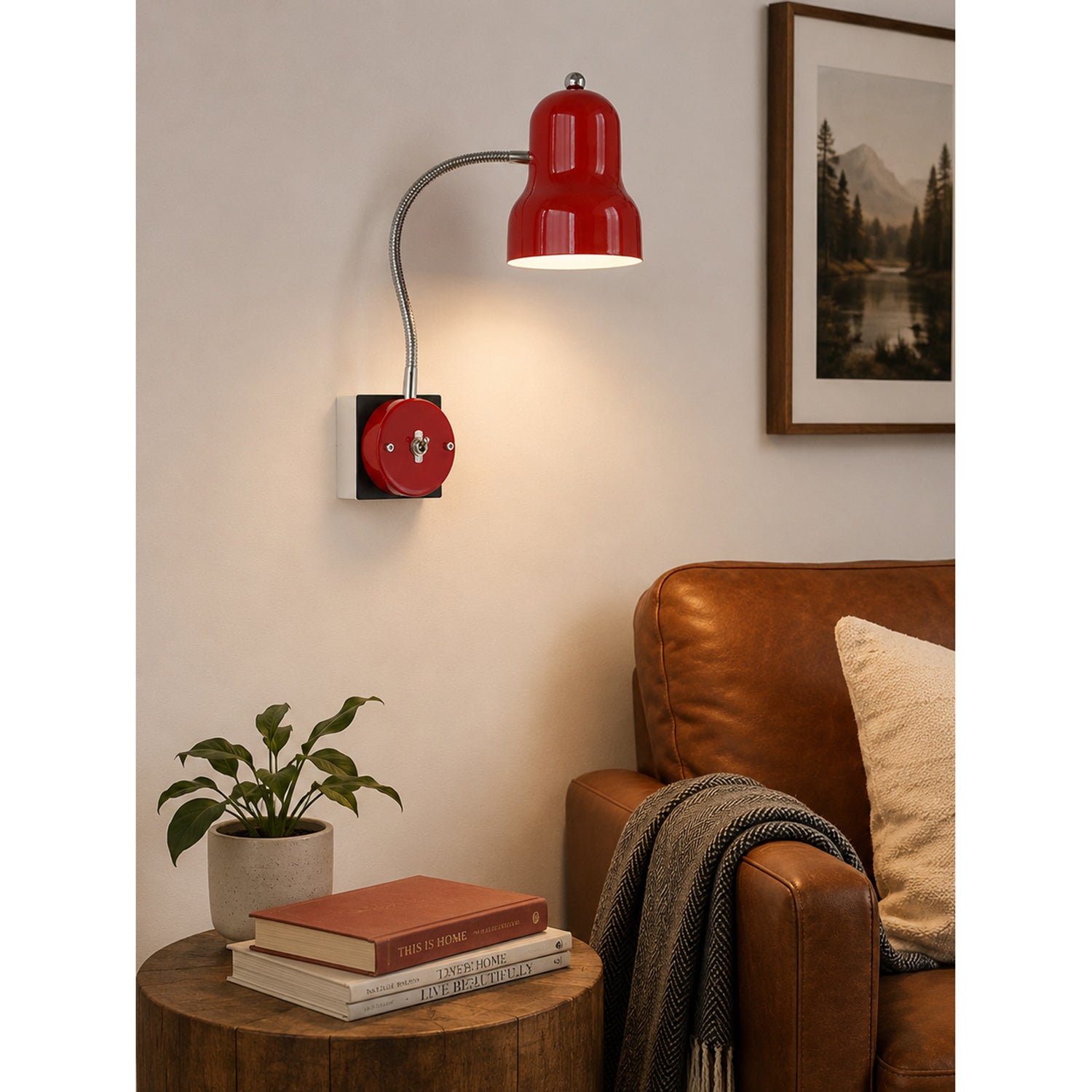 Hans Retro Color-Block Gooseneck Wall Sconce
